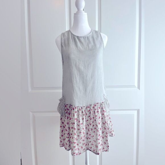 Made in Italy!  Linen bodice with flowered skirt and polka dot pockets! - Picture 2 of 14